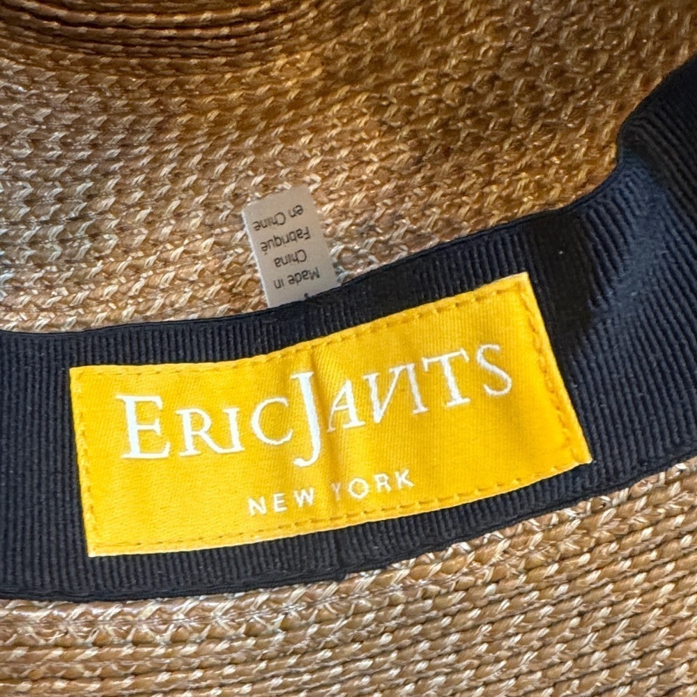 Eric Javits Instinct  Packable Squishee Straw Sun Hat Natural Black - Picture 8 of 8